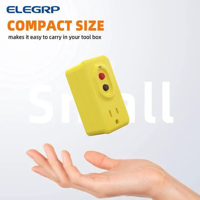 Alt view image 6 of 7 - ELEGRP Single Outlet GFCI Adapter, 15 AMP Grounded 3-Prong GFCI Adapter, for Indoor Use with Automatic Reset, UL Listed, Yellow, 1 Pack