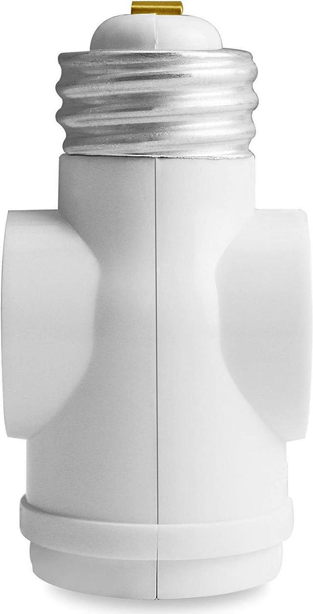 Alt view image 2 of 3 - 2 Outlet Light Socket to Plug Adapter, Electrical Screw in Light Bulb Socket Outlet Adapter, Lamp Holder, Dual Polarized E26 ETL, White (4PACK)