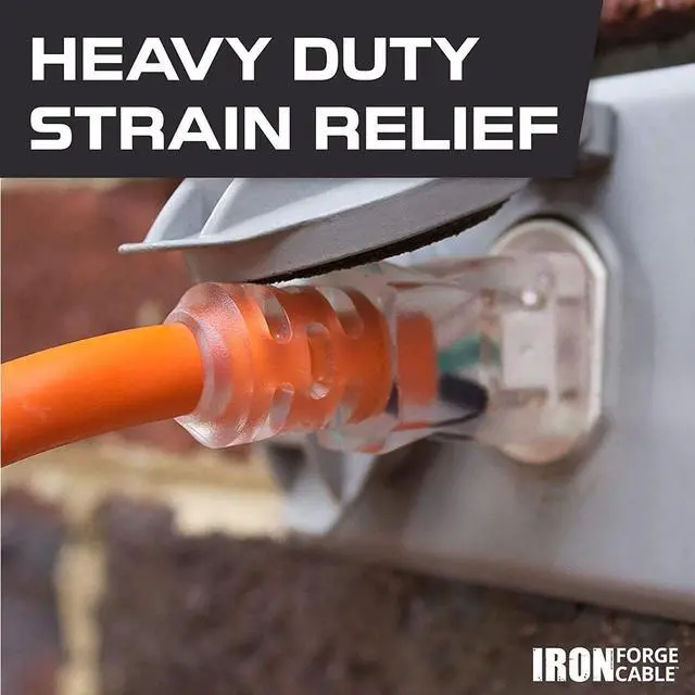 Alt view image 7 of 7 - IRON FORGE 10 Gauge Extension Cord 25 FT - 15 AMP Extension Cord with 3 Prong 10 AWG Water Resistant Orange Outdoor Extension Cord - Great for Generator, Compressor, Major Appliances, US Veteran Owned