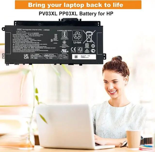 Alt view image 2 of 7 - PV03XL PP03XL Battery for HP Pavilion x360 14M-DW 14-DV 14-DW 13-BB 14-DK 15-EH Series 14m-dw0xxx dw0023dx dw1023dx dw1013dx dw0013dx dw1033dx 14-dv0xxx dw0xxx dw1xxx 13-bb0xxx L83388-421 L83393-005