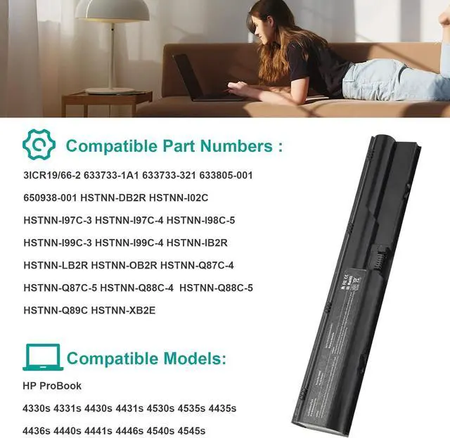 Alt view image 2 of 7 - TREE.NB Laptop Battery for HP ProBook 4330s 4331s 4430s 4431s 4530s 4535s 4435s 4436s 4440s 4441s 4446s 4540s 4545s 7420, 5200mAh/6-Cells