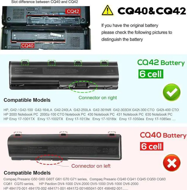 Alt view image 3 of 7 - New Spare Battery fit HP 593553-001 593554-001 636631-001 593550-001 593562-001 586007-851 HSTNN-Q62C HSTNN-CBOW HSTNN-IB0N HSTNN-IB0X -Futurebatt