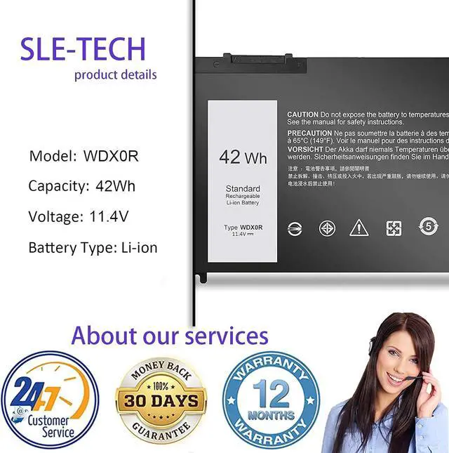 Alt view image 7 of 7 - SLE-TECH New WDX0R Notebook Battery for dell Inspiron 15 5565 5567 5568 5578 7560 7570 7579 7569 13 5368 5378 7368 7378 17 5765 5767 5770 Series;fit dell 3CRH3 T2JX4 FC92N CYMGM Laptop