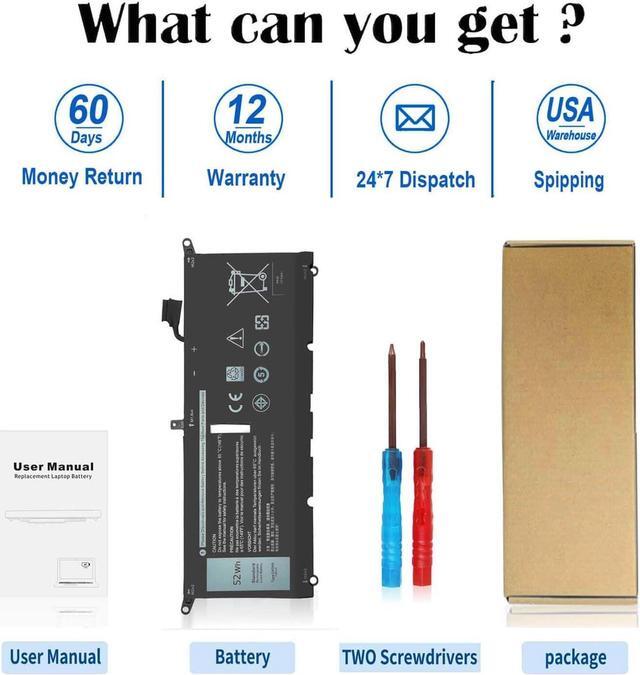 Alt view image 4 of 6 - DXGH8 7.6V 52Wh Battery for Dell XPS 13 9370 9380 2019 Inspiron 13 7390 7391 2-in-1 5390 5391 7490 Latitude 3301 E3301 Vostro 5390 5391 Series 0H754V H754V G8VCF G8VCF6C HK6N5 P113G001 P82G P82G001