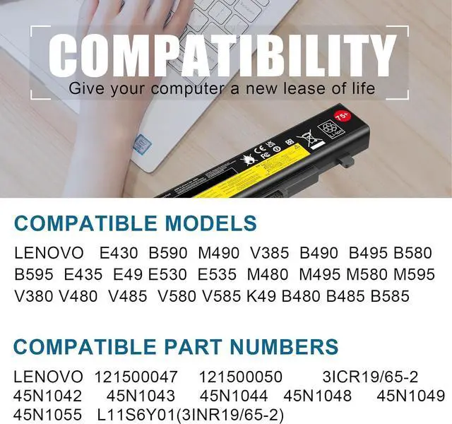 Alt view image 5 of 7 - Fancy Buying 75+ B590 E430 E530 E540 0A36311 Laptop Battery for ThinkPad E431 E435 E440 E445 E531 E535 E545 45N1048 45N1049 45N1043 45N1042