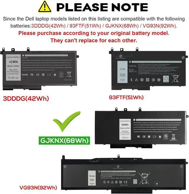 Alt view image 3 of 7 - Futurebatt 68Wh GJKNX Battery Replacement for Dell Latitude 5480 5580 5280 5288 5488 5490 E5280 E5288 E5480 E5580 Series.p/n:Battery GJKNX, GD1JP, 0GD1JP, DY9NT, 0DY9NT, 5YHR4, 451-BBZG