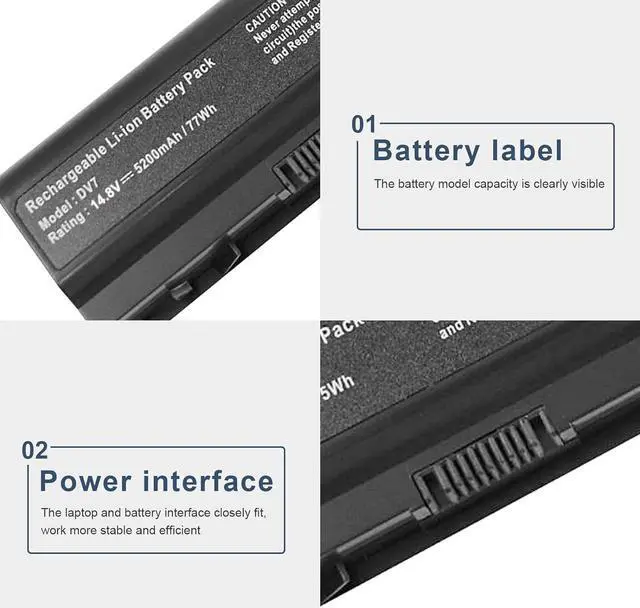 Alt view image 3 of 7 - Fancy Buying New 8Cells Laptop Battery fits HP HDX18 HDX18t HP Pavilion dv7t dv7z dv8 HSTNN-OB75 HSTNN-OB74 HSTNN-IB74 HSTNN-IB75 464059-3XX 464059-141 KS525AA, HP Pavilion dv7-... Series