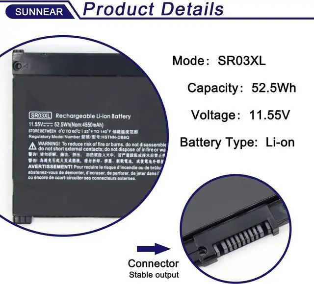 Alt view image 2 of 6 - SUNNEAR SR03XL L08855-855 Battery Replacement for HP Envy x360 15-CN 15-CP 17-BW Pavilion 15-CX 15-cx0000 15-cx0058wm 15-cx0056wm Serie L08934-2C1 L08934-1B1 L08934-2B1 HSTNN-DB8Q TPN-Q194
