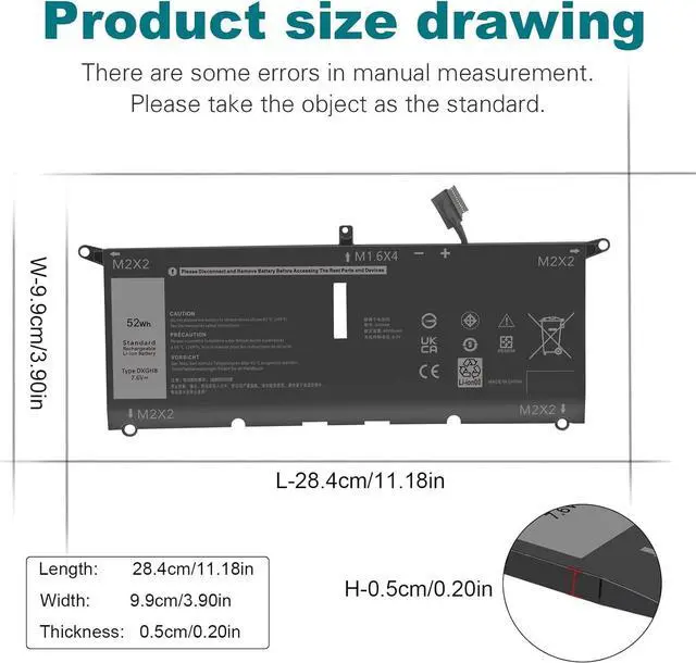 Alt view image 3 of 7 - DXGH8 Battery for Dell XPS 13 9370 9380 2019 Inspiron 13 7000 7390 7391 2-in-1 5390 5391 14 7400 7490 Latitude 3301 E3301 Vostro 5390 5391 Series 0H754V H754V G8VCF G8VCF6C HK6N5 P113G001 P82G P82G001
