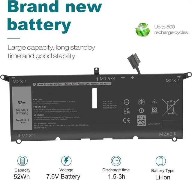 Alt view image 6 of 7 - DXGH8 Battery for Dell XPS 13 9370 9380 2019 Inspiron 13 7000 7390 7391 2-in-1 5390 5391 14 7400 7490 Latitude 3301 E3301 Vostro 5390 5391 Series 0H754V H754V G8VCF G8VCF6C HK6N5 P113G001 P82G P82G001
