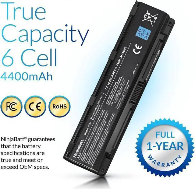 Alt view image 4 of 7 - NinjaBatt Battery for Toshiba PA5024U-1BRS PA5026U-1BRS PABAS260 PABAS262 PA5023U-1BRS PA5025U-1BRS Satellite S855 C855 C850 P850 L850 L855 High Performance [6 Cells/4400mAh/48wh]