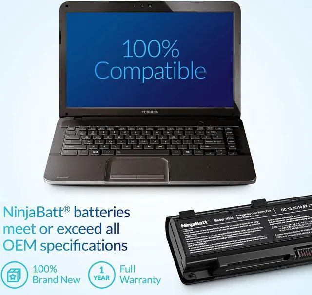 Alt view image 6 of 7 - NinjaBatt Battery for Toshiba PA5024U-1BRS PA5026U-1BRS PABAS260 PABAS262 PA5023U-1BRS PA5025U-1BRS Satellite S855 C855 C850 P850 L850 L855 High Performance [6 Cells/4400mAh/48wh]