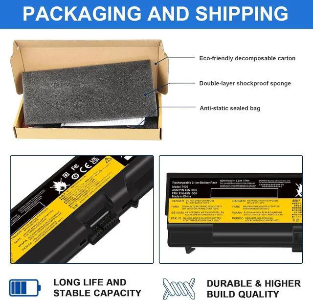 Alt view image 7 of 7 - TREE.NB 70+ Laptop Battery for Lenovo ThinkPad T430 T430i T530 T530i W530 W530i L430 L530 SL430 0A36302 0A36303 45N1006 45N1007 57Y4185 57Y4186(10.8V 57Wh 6-Cells)