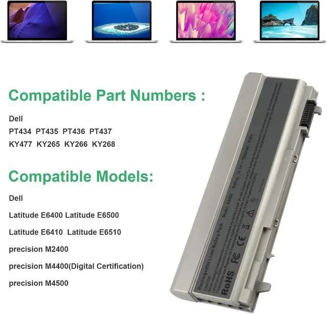Alt view image 5 of 7 - Fancy Buying New Laptop Notebook Battery for Dell Latitude E6400 E6410 E6500 E6510 Precision M2400 M4400 M4500