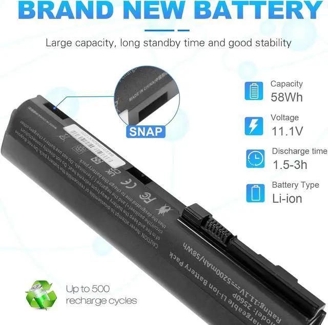 Alt view image 3 of 7 - Futurebatt New 5200mAh Laptop Battery for HP Elitebook 2560p 2570p SX03 SX06 632423-001 HSTNN-DB2K