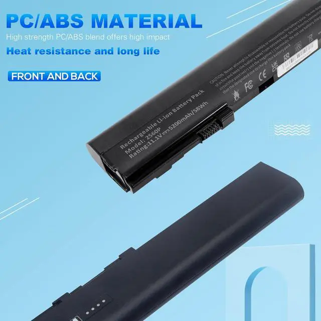 Alt view image 7 of 7 - Futurebatt New 5200mAh Laptop Battery for HP Elitebook 2560p 2570p SX03 SX06 632423-001 HSTNN-DB2K