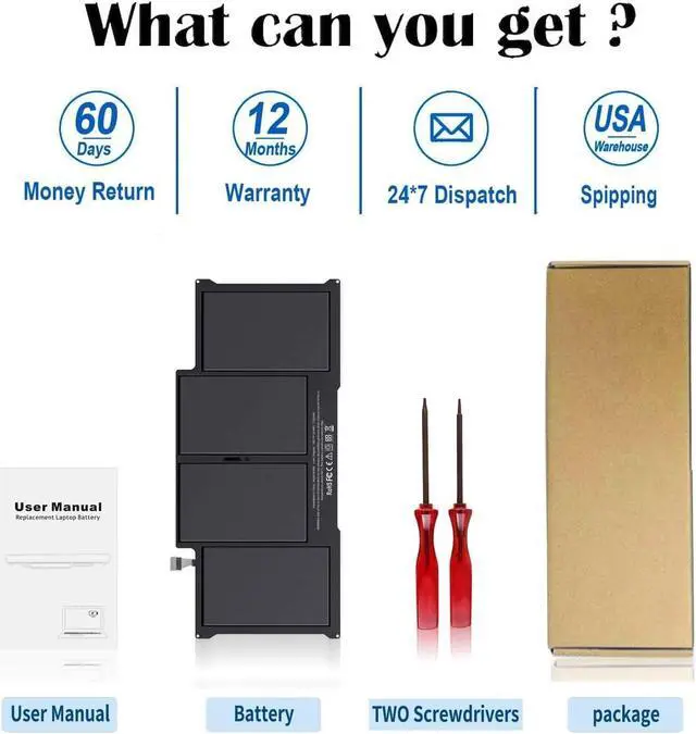 Alt view image 4 of 6 - A1405 A1466 Laptop Battery for MacBook Air 13 inch A1466(Mid 2012, Mid 2013, Early 2014, Early 2015, 2017) A1369(Late 2010, Mid 2011 Version) fits A1496 A1377 [EMC :2925, 2469, 2559, 2392, 2632, 3178]