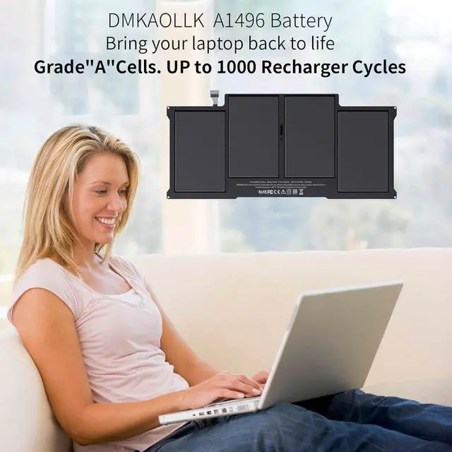Alt view image 6 of 6 - A1405 A1466 Laptop Battery for MacBook Air 13 inch A1466(Mid 2012, Mid 2013, Early 2014, Early 2015, 2017) A1369(Late 2010, Mid 2011 Version) fits A1496 A1377 [EMC :2925, 2469, 2559, 2392, 2632, 3178]