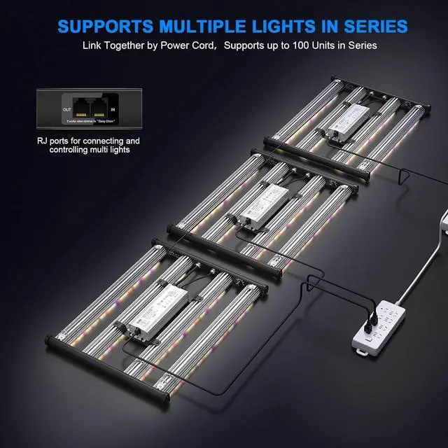 Alt view image 4 of 7 - 240Watts Led Grow Lights, Grow Lights for Indoor Plants Full Spectrum with IR UV, Plant Grow Light with Dimmable & Daisy Chain, Growing Lamp for Seedling Vegs in 3x3 Grow Tent Greenhouse
