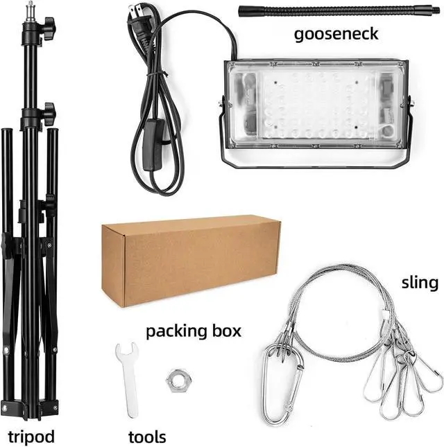 Alt view image 6 of 7 - LBW Grow Light with Stand, Full Spectrum LED Plant Light for Indoor Plants, Floor Grow Lamp with 63" Adjustable Tripod, 4H/8H/12H Timer, 6 Dimmable Brightness, Ideal for Tall Plants