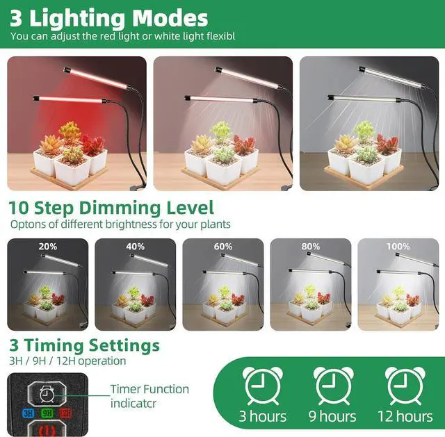 Alt view image 6 of 7 - Grow Light 6500K Full Spectrum Plant Grow Lights 84 LED Plant Light with Clip Grow Lamp for Indoor Plants Growing Lamps