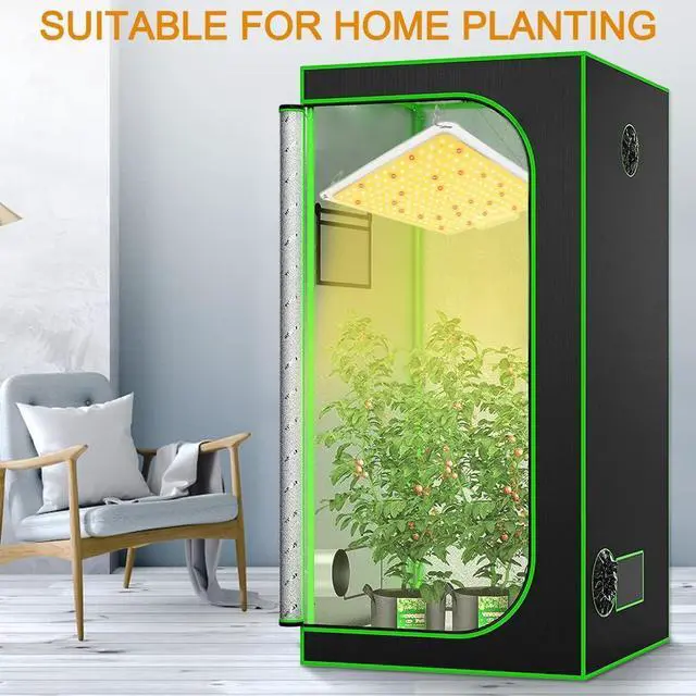 Alt view image 6 of 6 - LED Grow Light, Full Spectrum Dimmable Plant Lights with Thermometer Humidity Monitor, Growing Lamps for Indoor Plants Veg Bloom Seedlings 2x2/3x3 Ft Coverage