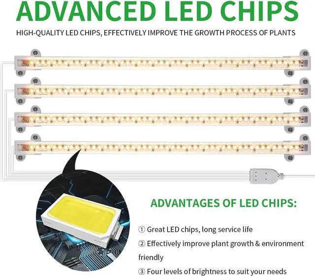 Alt view image 6 of 7 - LED Plant Growing lamp, 3000K Full Spectrum Grow Light Strips for Indoor Plants with 3/9/12H Timer & 10 Dimmable Levels, Led Growth Light for Green House Hydroponics Succulent