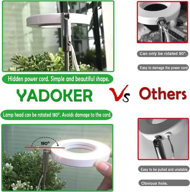 Alt view image 5 of 6 - Plant Grow Light,yadoker LED Growing Light Full Spectrum for Indoor Plants,Height Adjustable, Automatic Timer, 5V Low Safe Voltage,Idea for Large Plant Light