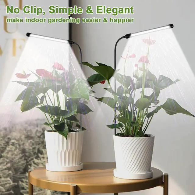 Alt view image 2 of 7 - Grow Light 2 Pack, 6000K Full Spectrum Gooseneck Growing Lamp for Indoor Pot Plants Bonsai/Plant/Houseplants, Dimmable & Auto Timer 4 8 12H