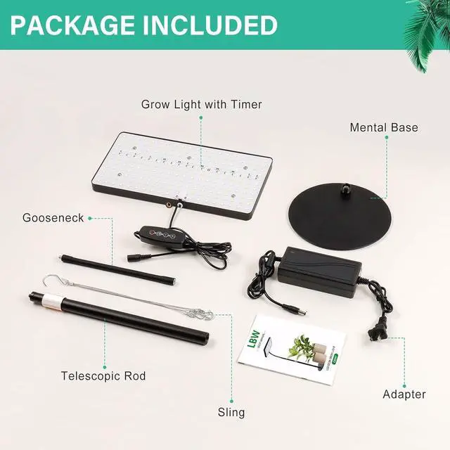 Alt view image 7 of 7 - 2024 Upgraded Desk Grow Lights for Indoor Plants, 214 LEDs Plant Light Full Spectrum with 4/8/12H Timer, 6 Brightness Levels, Growing Lamp with On/Off Switch, Height Adjustable for 10-26 inches