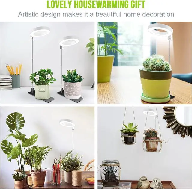 Alt view image 6 of 7 - Grow Lights for Indoor Plants, Full Spectrum Halo Growing lamp with Detachable Base, Height Adjustable, 3 Colors, 10 Dimming, Automatic Timer, Plant Light for Small Plants Growing, 2-Pack