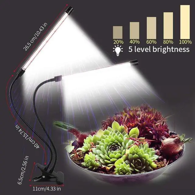 Alt view image 2 of 7 - GHodec Grow Light,Full Spectrum White 84 LED Clip Plant Lights for Indoor Plants Growing, 4/8/12H Timer & 5 Dimmable Levels