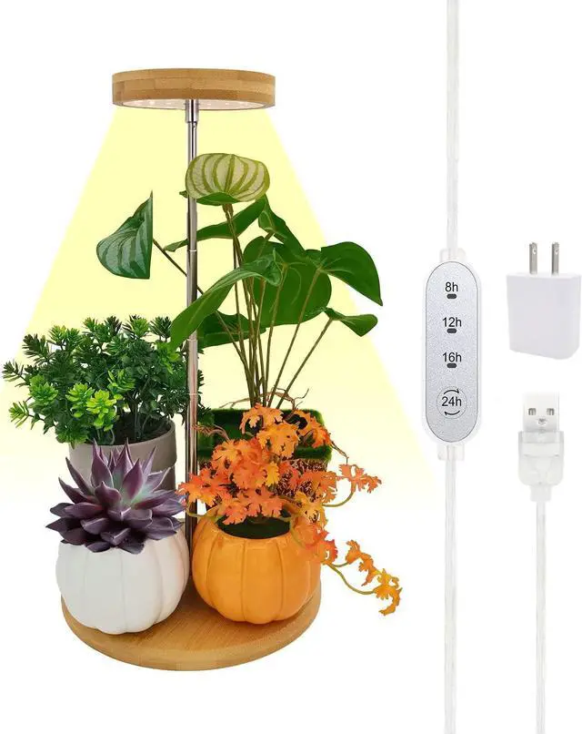 Main image of Plant Grow Light for Indoor Plant,Bamboo Mini LED Grow Light Garden,Height Adjustable,Automatic Timer with 8/12/16 Hours