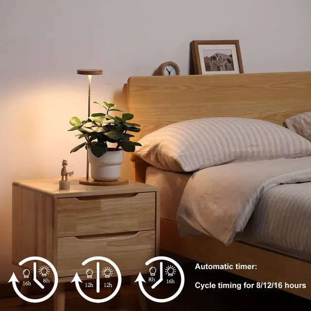 Alt view image 5 of 6 - Plant Grow Light for Indoor Plant,Bamboo Mini LED Grow Light Garden,Height Adjustable,Automatic Timer with 8/12/16 Hours