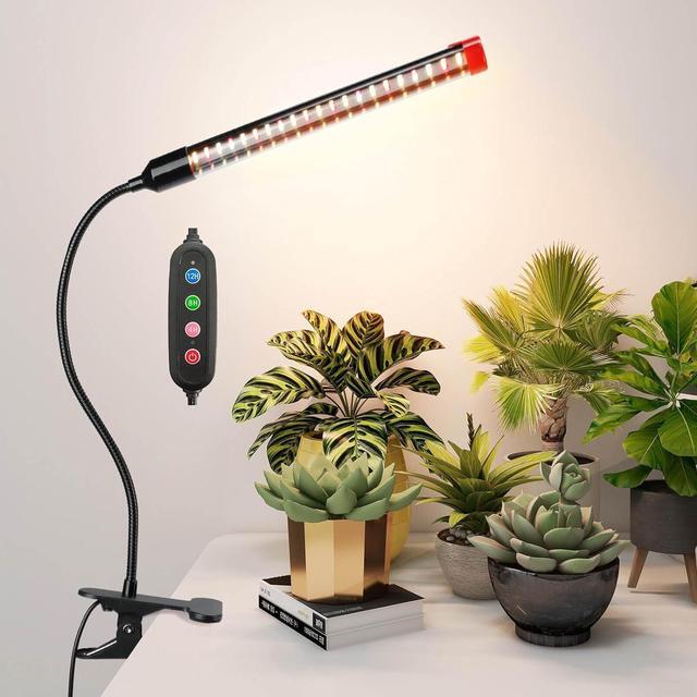 Main image of 2024 Upgraded Plant Light, 1000 Lumen Clip On Grow Light 1-Head with 4/8/12H Timer Function, Grow Lights for Indoor Plants Full Spectrum, Bright Plant Growing Lamp with 42PCS White Red LEDs