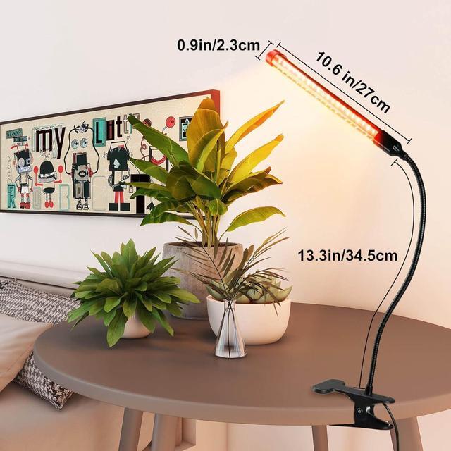 Alt view image 3 of 7 - 2024 Upgraded Plant Light, 1000 Lumen Clip On Grow Light 1-Head with 4/8/12H Timer Function, Grow Lights for Indoor Plants Full Spectrum, Bright Plant Growing Lamp with 42PCS White Red LEDs
