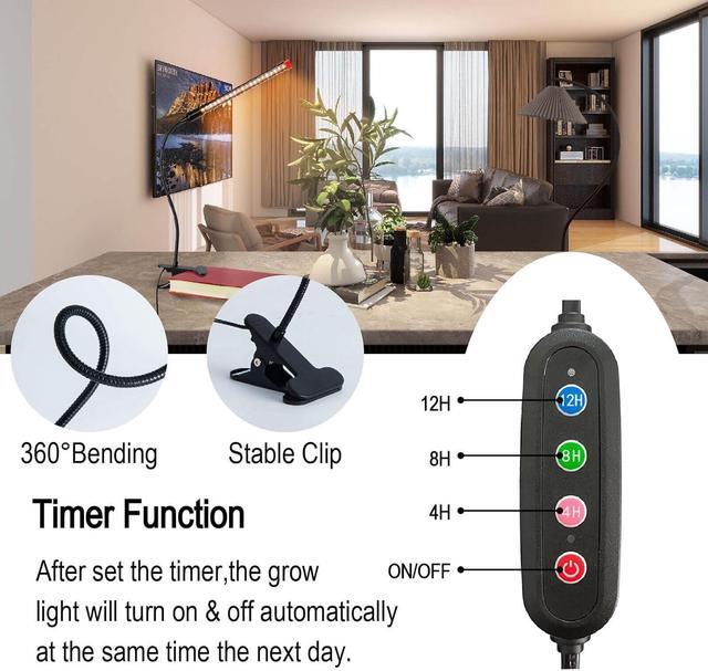 Alt view image 4 of 7 - 2024 Upgraded Plant Light, 1000 Lumen Clip On Grow Light 1-Head with 4/8/12H Timer Function, Grow Lights for Indoor Plants Full Spectrum, Bright Plant Growing Lamp with 42PCS White Red LEDs