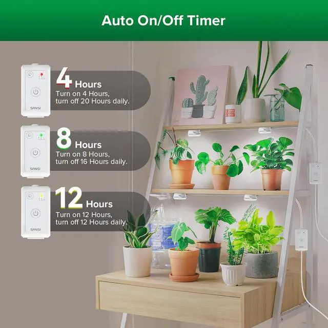 Alt view image 2 of 7 - SANSI Puck Grow Light, LED Plant Light for Indoor Plants Full Spectrum Grow Lamp 10W (150 Watt Equiv), Small Hanging Plant Lamp with Timer Auto On Off 4 8 12 Hrs, 4-Level Dimmable for Plant Shelf