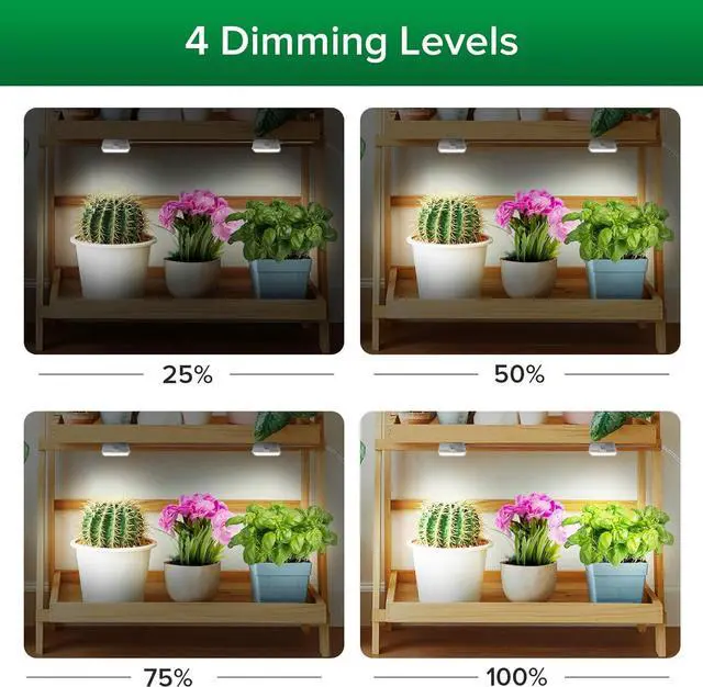 Alt view image 3 of 7 - SANSI Puck Grow Light, LED Plant Light for Indoor Plants Full Spectrum Grow Lamp 10W (150 Watt Equiv), Small Hanging Plant Lamp with Timer Auto On Off 4 8 12 Hrs, 4-Level Dimmable for Plant Shelf