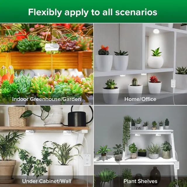 Alt view image 6 of 7 - SANSI Puck Grow Light, LED Plant Light for Indoor Plants Full Spectrum Grow Lamp 10W (150 Watt Equiv), Small Hanging Plant Lamp with Timer Auto On Off 4 8 12 Hrs, 4-Level Dimmable for Plant Shelf