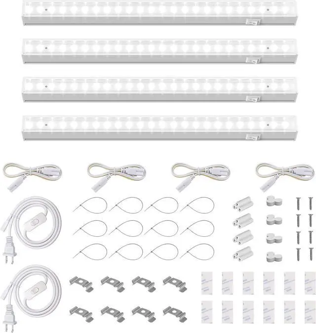 Main image of Barrina Grow Lights for Indoor Plants, 5000K White Full Spectrum Grow Light, 1ft Plant Growing Lamp, T5 Grow Light Strip, Plug and Play, 4-Pack