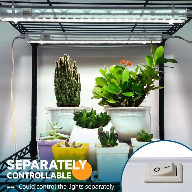 Alt view image 3 of 7 - Barrina Grow Lights for Indoor Plants, 5000K White Full Spectrum Grow Light, 1ft Plant Growing Lamp, T5 Grow Light Strip, Plug and Play, 4-Pack