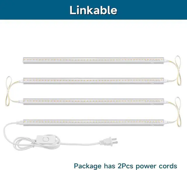 Alt view image 7 of 7 - Barrina Grow Lights for Indoor Plants, 5000K White Full Spectrum Grow Light, 1ft Plant Growing Lamp, T5 Grow Light Strip, Plug and Play, 4-Pack