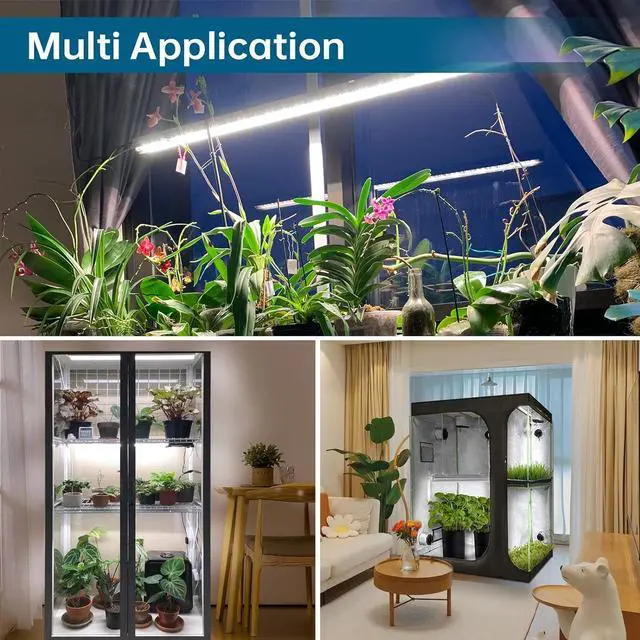 Alt view image 2 of 7 - Barrina Grow Lights, 2FT 5000K White Full Spectrum Plant Growing Lamps, 144W(6 x 24W, 800W Equivalent), T8 LED Grow Light Bulbs, Plant Lights for Indoor Plants, Greenhouse, Linkable Design, 6-Pack