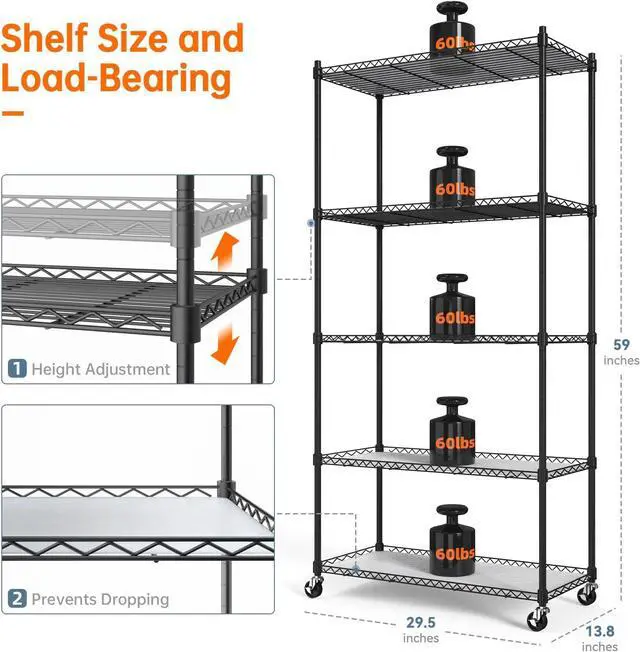 Alt view image 3 of 7 - Plant Shelf with Grow Lights, 5-Tier Plant Stand with T8 24W Grow Light for Indoor Plants with Wheel, 5000K Full Spectrum LED Plant Light with Timer for Seedling, Seed Starting, 29.5x13.8x59IN