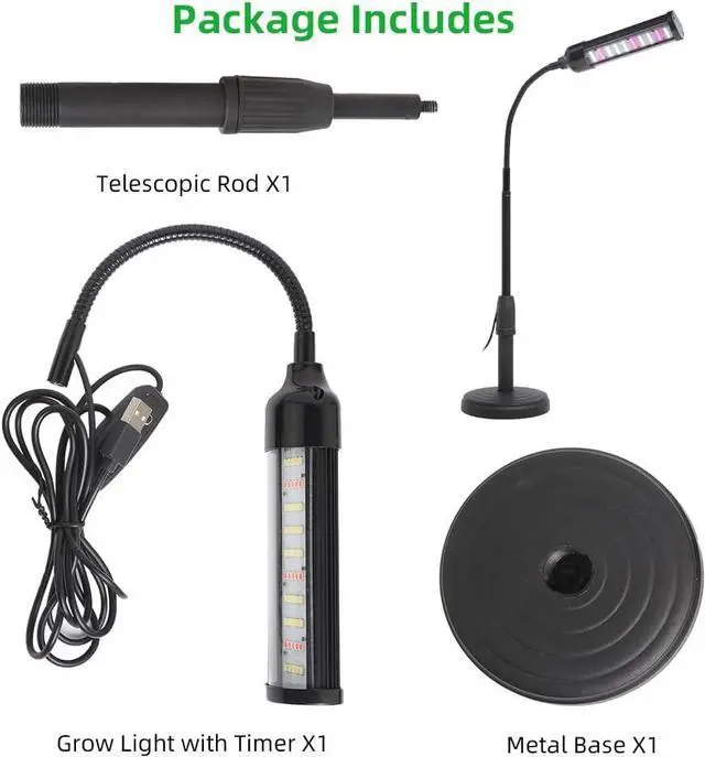 Alt view image 6 of 6 - CANAGROW LED Plant Grow Lights for Indoor Plants, Full Spectrum Small Desk Plant Light 6500K White Gooseneck Growing Lamps for Seedlings Succulents House Plants, Auto On/Off Timer & 10 Dimmable Level