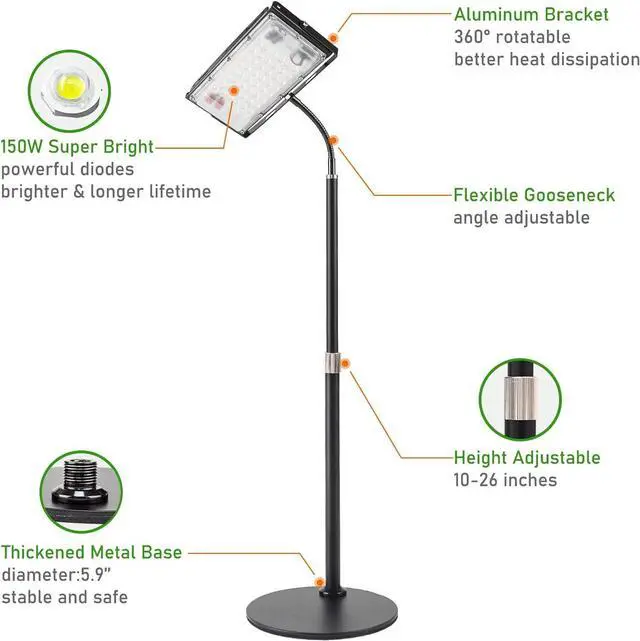 Alt view image 4 of 7 - LBW Grow Light for Indoor Plants, Full Spectrum Desk LED Plant Light, Small Grow Lamp with On/Off Switch, Height Adjustable, Flexible Gooseneck, Ideal for Indoor Growth