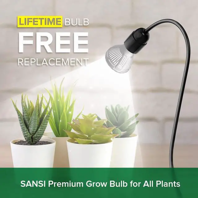 Alt view image 3 of 7 - SANSI LED Grow Lights for Indoor Plants, Lifetime Free Bulb Replacement 150W Full Spectrum Gooseneck Clip Plant Light with Optical Lens for High PPFD Growing Power, Grow Lamp