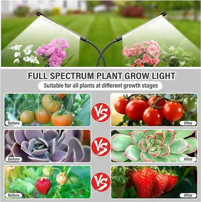 Alt view image 3 of 6 - Plant Grow Light for Indoor Plants,Led Grow lamp (2 Head 2 Pack)