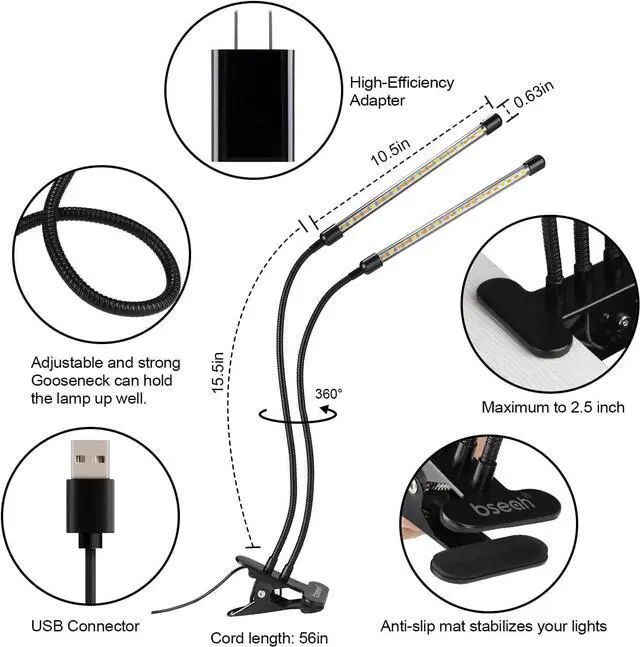 Alt view image 6 of 6 - Plant Grow Light for Indoor Plants,Led Grow lamp (2 Head 2 Pack)